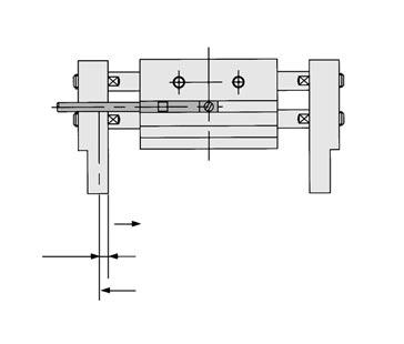 Pinza neumática de gran apertura Serie MHL Montaje de los detectores El detector se monta en la ranura de la pinza prevista para ello, en la posición mostrada en la siguiente figura.