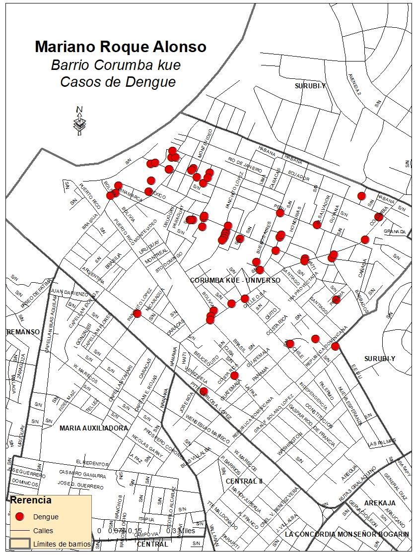 También continua activo el brote en el Barrio Corumba Cué-Universo, distrito de Mariano Roque Alonso, departamento Central; desde la SE 43 del 2017 hasta la SE 5 se confirmaron un total 83 casos