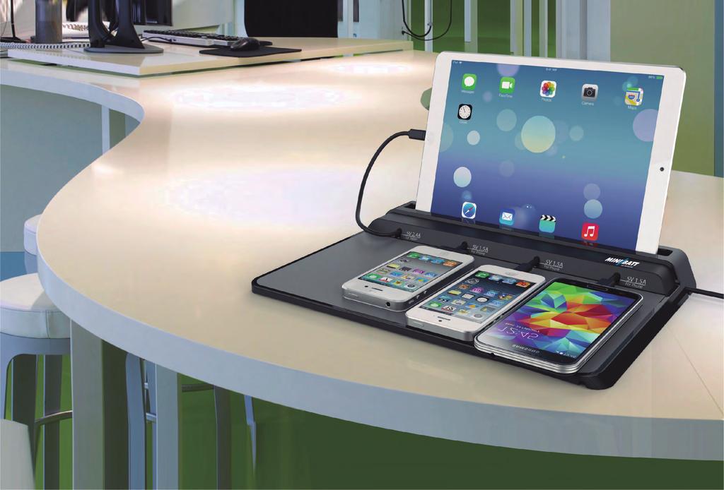 5A Lightning (tablet): 5V / 2,4A DESK Cargador universal de mesa Tapa de seguridad Para prevenir el robo de los cables Juego