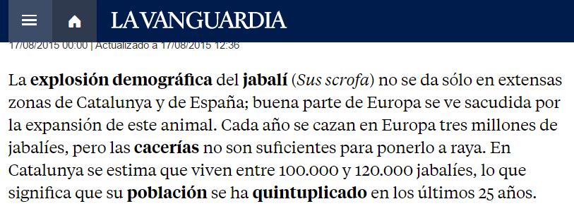 Población de jabalíes en España ESTIMACIÓN DE LA