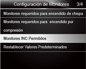 7.2.3 Monitores INC (Incompletos) permitidos Las pruebas de emisiones varían según la zona geográfica o la región en el que está registrado el vehículo.