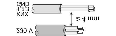 Imagen 4 Distancia de separación mínima entre la tensión de alimentación y los conductores de bus/extensiones: 4 mm (figura 4). o Conectar la carga (figura 5).