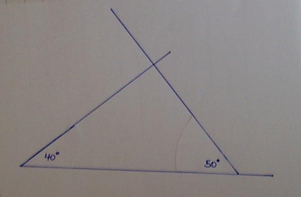 ángulos recortados de 50º y 40º Dibujando las líneas