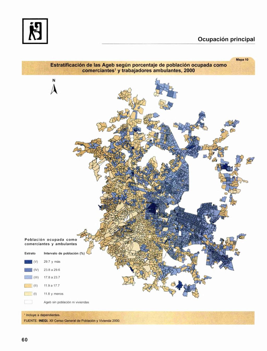 8 Ocupación principal Mapa 10 Estratificación d las Agb sgún porcntaj d población ocupada como Población ocupada como comrciants y ambulants Estrato Intrvalo d población (%) (V)