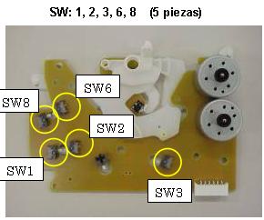 5. Reemplazo de SW (Switches) y limpieza. 5.1 Reemplace los 5 switches (PUSHBUTTON SWITCH) con número de parte (P/N: 1-