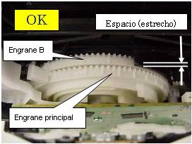 Procedimiento para mover la charola del CD a. Confirme que el espacio entre el engrane principal y el engrane B sea estrecho. (Fig. 1.