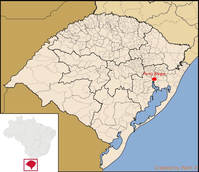 Figura 1: Localización del Río Grande del Sur em Brasil (1A) y mapa del Río Grande do Sur y su capital, Porto Alegre (1B) Figura 1A Figura 1B La Comunidad Autónoma de Andalucía se encuentra
