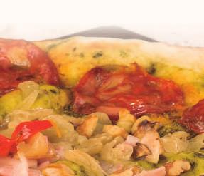 Ombra della sera Pesto, beicon, chorizo ibérico, cebolla