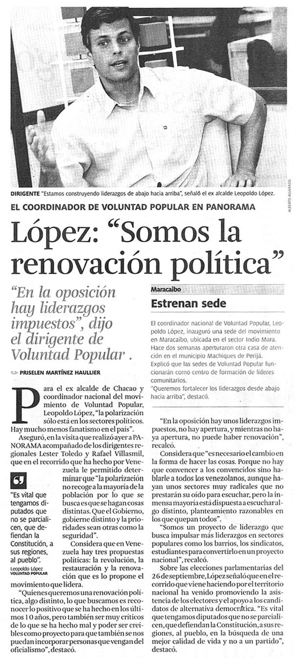 López: "Somos la renovación política"