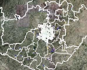 Todas las localidades urbanas y rurales están incluidas en el Marco Geoestadístico Nacional, las urbanas se representan en forma de polígono, mientras que las rurales pueden estar representadas con