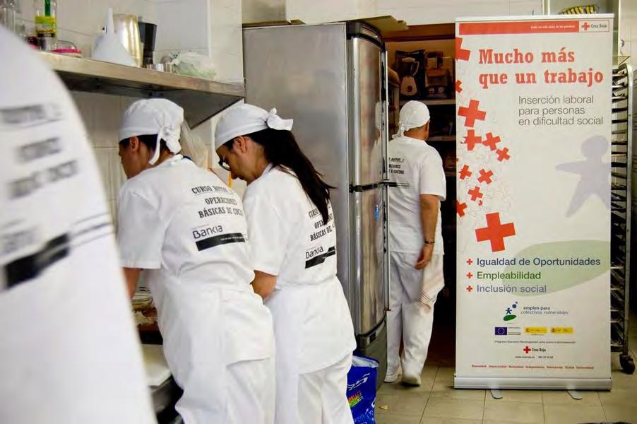E Empleo para colectivos vulnerables Dentro de la estrategia marco para la Inclusión Social de Cruz Roja Española, como organización humanitaria, contribuye con