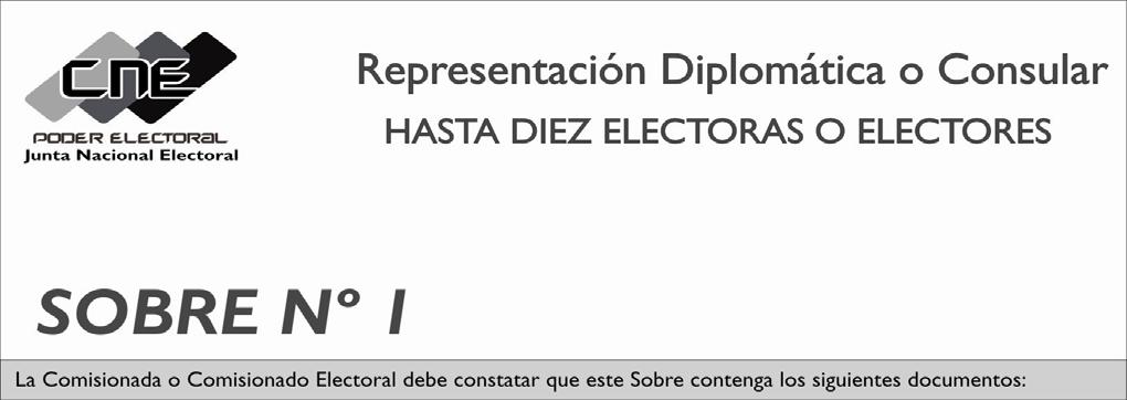 Representaciones Diplomáticas o Consulares hasta diez electoras o electores Pág.