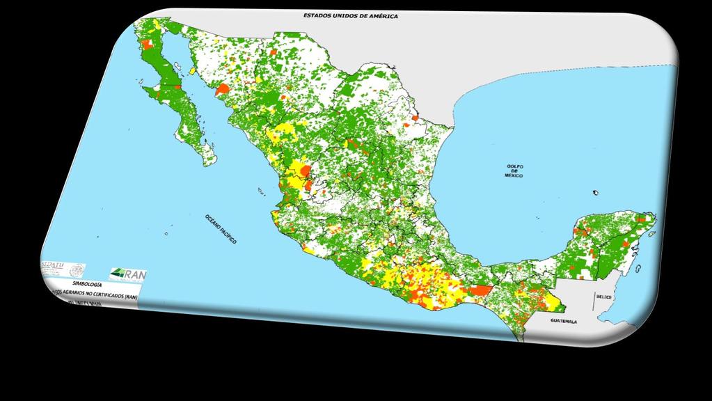 DISTRIBUCIÓN TERITORIAL México SIMBOLOGÍA NÚCLEOS AGRARIOS CERTIFICADOS