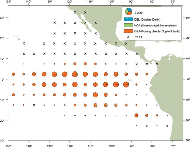 17 FIGURE A-3a. Average annual distributions of the purse-seine catches of bigeye, by set type, 2010-2014.