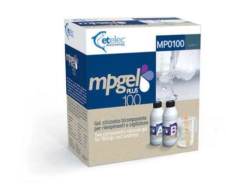 MPGEL 100 Gel de silicona bicomponente en botella rápidamente y garantizan, gracias a la baja viscosidad, un relleno rápido y seguro.
