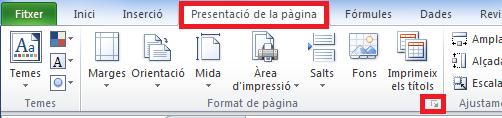 De la barra d eines Format de pàgina, de la pestanya Presentació de la pàgina, fer clic a la icona Orientació. 3. Del desplegable triar l opció Horitzontal.