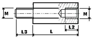 Accesorios de cableado Espaciadores metálicos Acero galvanizado Perfil hexagonal Fileteado M - F (Macho-Hembra) Resistencia a la tracción 500 N/mm 2 CH L M L3 L2 DZM0995 DZM 20M3 100 6 20 M3 6 10