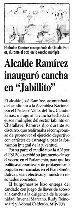 Alcalde Ramírez inauguró cancha en "Jabillito"