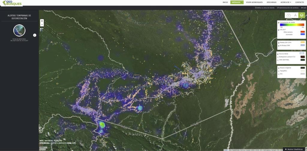 Alerta Temprana de Deforestación FORTALEZA DE LOS DATOS SUMINISTRADOS: 1) DATOS GENERADOS EN EL PROGRAMA BOSQUES Utilizando imágenes LANDSAT 2) ACTUALIZADOS cada 8 días (10 días de retraso máximo) 3)