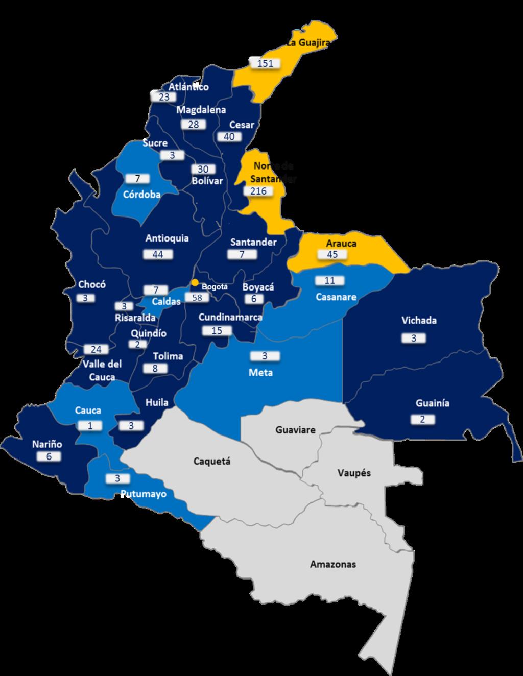 Bolívar 21 Departamentos 27 Departamentos
