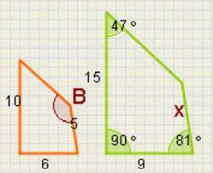 A B H C d). Els quadrilàters de la figura són semlants.