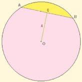 En una circumferència se sap la longitud d una corda AB, 6 cm, i la distància d aquesta al centre de la circumferència, 4 cm.