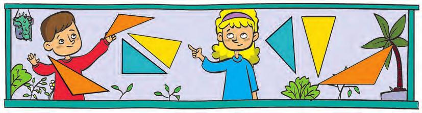 Dibuixa en el teu quadern els triangles següents i acoloreix-ne els angles segons el codi de colors.