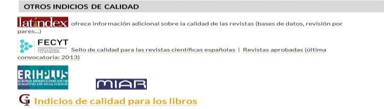 Latindex DICE MIAR FUENTES PARA CITAS Web of Science, Scopus,