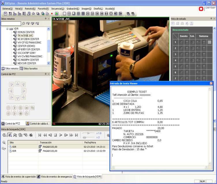 El software CENTER SV incluye una herramienta para sincronizar imágenes de vídeo con las