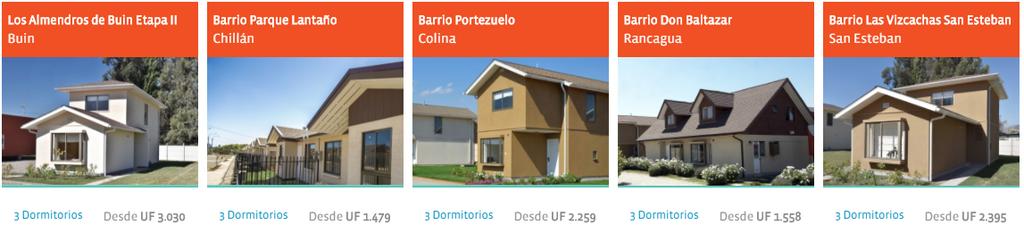 Área Inmobiliaria Segmento Viviendas Económicas Los Andes Condominio Los Almendros de Buin, casas aisladas de 85,94 m 2 y 77,04 m 2. Cuenta con 3 dormitorios y 2 ó 3 baños.