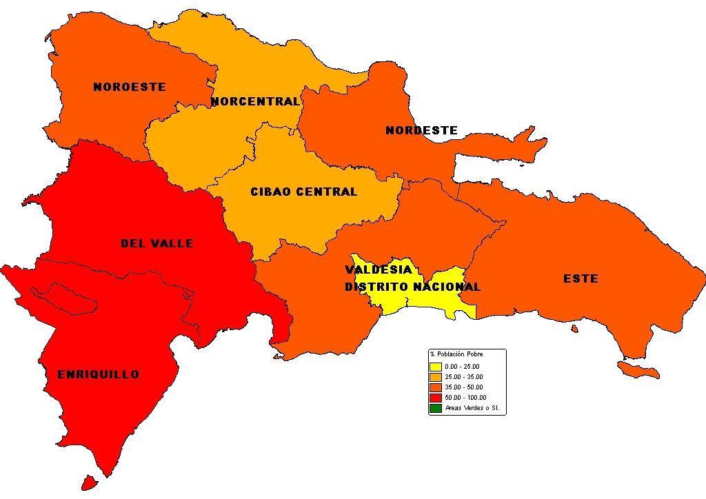 Mapa regional de la Pobreza Monetaria 2009: % Población pobre en general