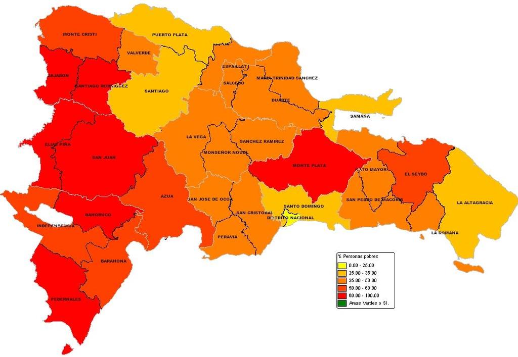 Mapa Provincial de la Pobreza Monetaria 2008: %