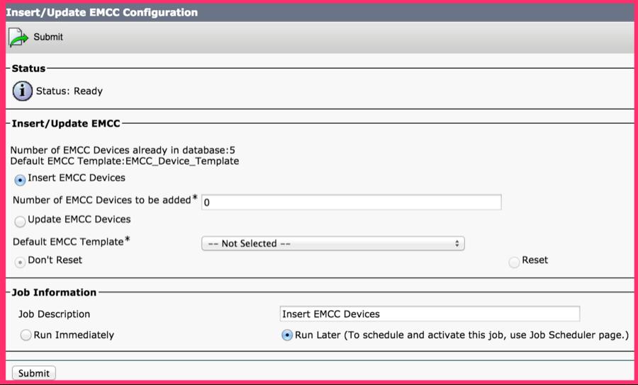 13. Inserte/configuración de la actualización EMCC Agregue los dispositivos > el separador de millares EMCC los dispositivos EMCC.