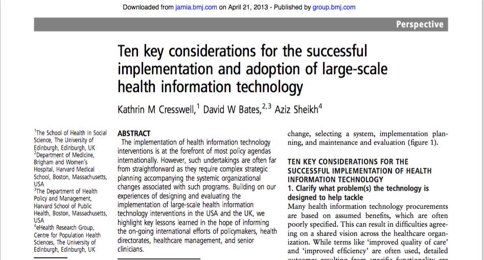 La implementación de las intervenciones de la tecnología de la información en salud esta a la vanguardia en las agendas políticas requieren una planificación estratégica compleja que acompañe los