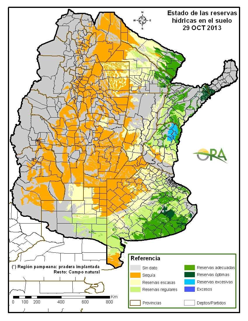 Las lluvias en el noreste del país empujaron las reservas hídricas en el noreste, en particular Corrientes, Chaco y Formosa a las categorías entre regulares y óptimas.