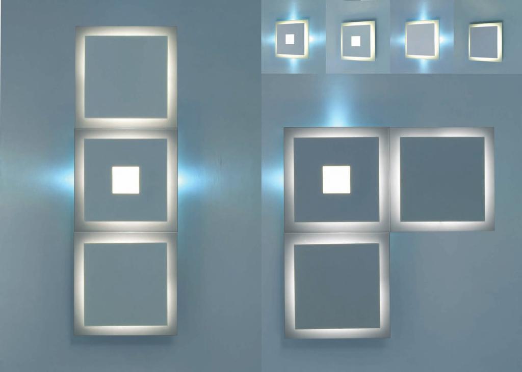 500 501 502 503 * * B E A M Aplique de pared/plafón modular cuadrado, de luz indirecta y difusa (ventana central en metracrilato con único punto de luz).