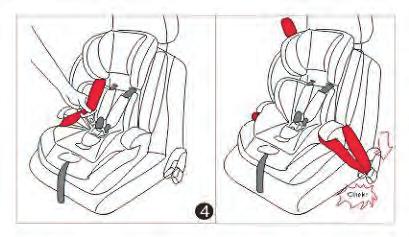 Cuando el peso del niño es mayor a 9 Kg y menos a 18 Kg remueva la almohadilla interior. Paso 1 Coloque la butaca en el asiento trasero del vehículo de cara al frente.