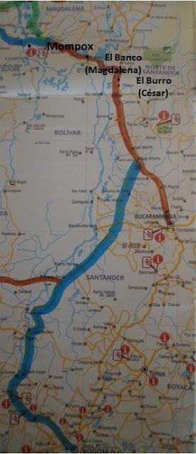 Mapa partiendo desde Bogotá * En el mapa desde BOGOTA hasta Mompox: En vehículo particular; Tomando la línea Azul desde Bogota - Honda - La Dorada - Puerto Boyacá - luego toman la línea Café, pasando