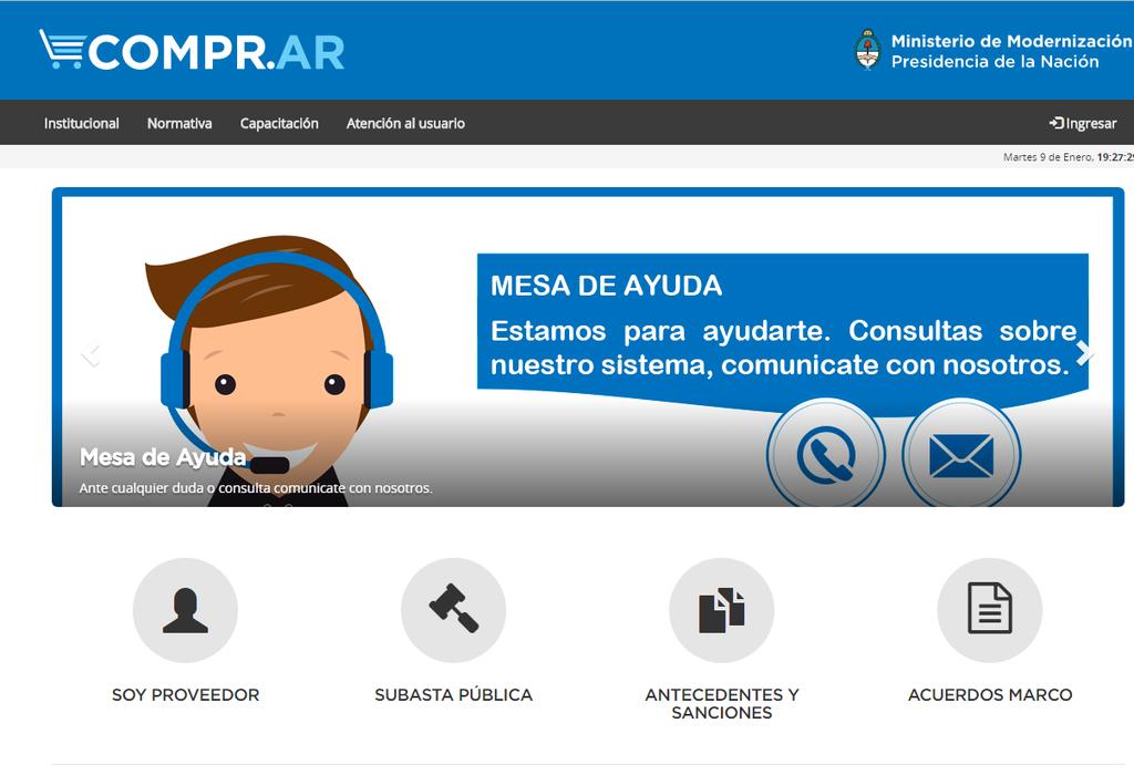 Inscripción de Proveedores Los proveedores deben registrarse en el portal para poder operar en el COMPR.AR.