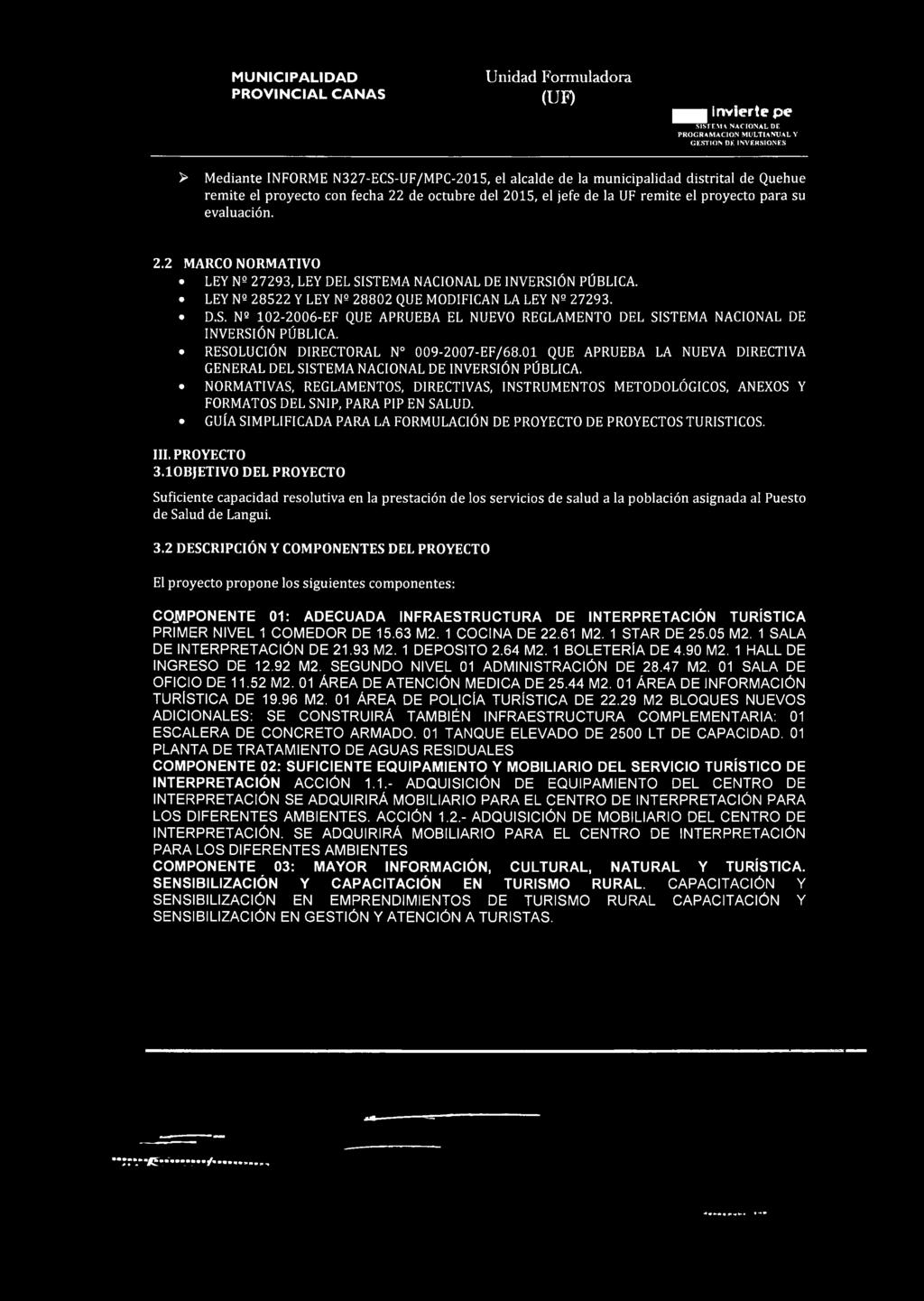 GUÍA SIMPLIFICADA PARA LA FORMULACIÓN DE PROYECTO DE PROYECTOS TURISTICOS. III. PROYECTO 3.