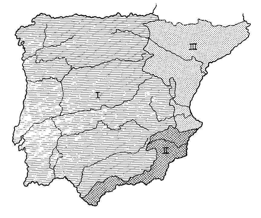 Zonas en que queda dividida la Península Ibérica para el cálculo del factor R