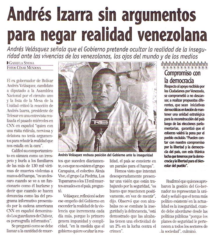 Andrés Izarra sin argumentos para negar realidad venezolana El