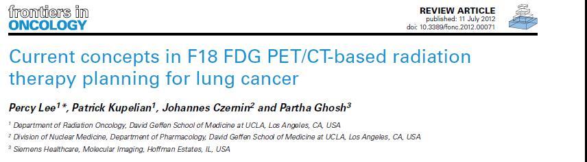 MTV (Volumen tumor con avidez por FDG) es un factor pronóstico independiente Lee et al: 61 pacientes con NSCLC.