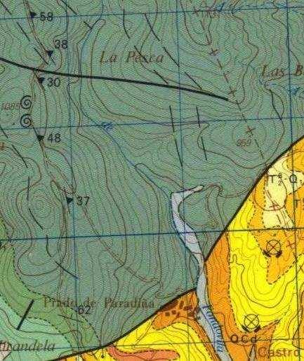 Fig. 2: Mapa de detalle. Fuente: elaboración propia a partir del Mapa Topográfico Nacional 1:25.000. CNIG. Fig. 3: Mapa geológico.