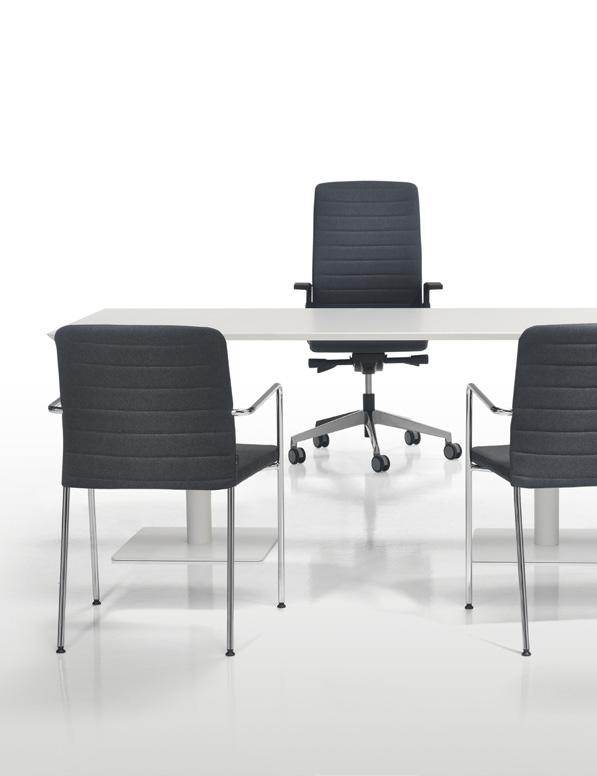 The AIR chairs are manufactured with mesh or upholstered backrest.