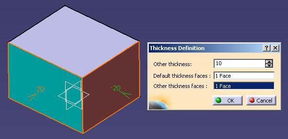 Tiene la posibilidad de definir un grosor distinto para otra cara (Other thickness Face).