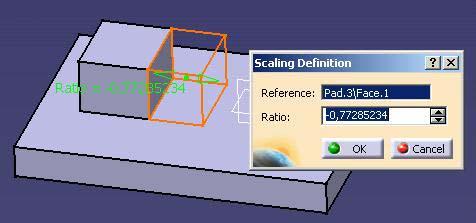 SCALING Esta orden permite escalar una pieza indicando únicamente una dirección de referencia y el ratio o porcentaje