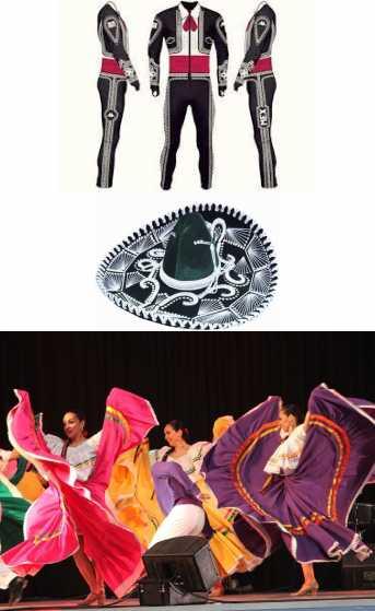 Vestuario Danzas Folclóricas 2018 KINDER A Latinoamérica México MUJERES: Falda larga y muy amplia color verde con vuelos blancos y rojos, blusa blanca hombros caídos con vuelos cintas en tonos rojos