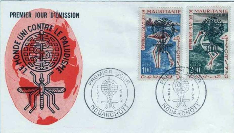 1962 Abril 7 : 2 sellos El Mundo unido contra la Malaria, primer día de