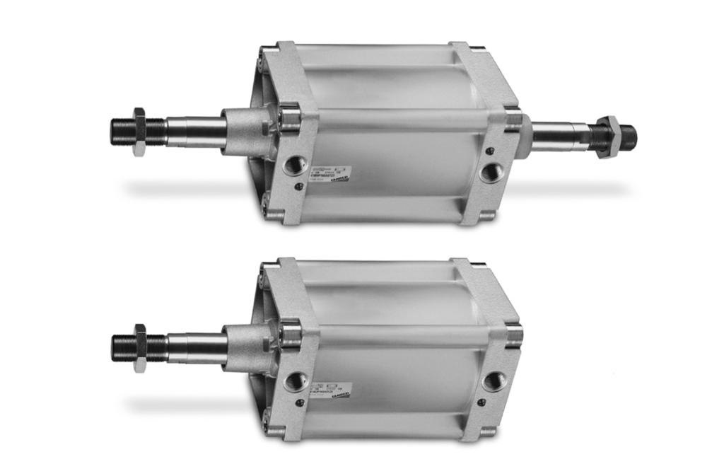 Esta serie de cilindros se suministra normalmente con amortiguadores de fin de carrera regulables por medio de un tornillo alojado en los cabezales.